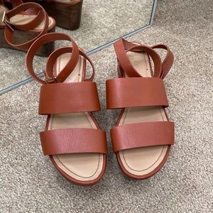 Elizabeth & James Bax Leather Wood Platform Sandal